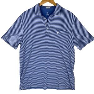 Men's Johnnie-O Blue Heathered Dante Striped Stretchy Polo Shirt- XL